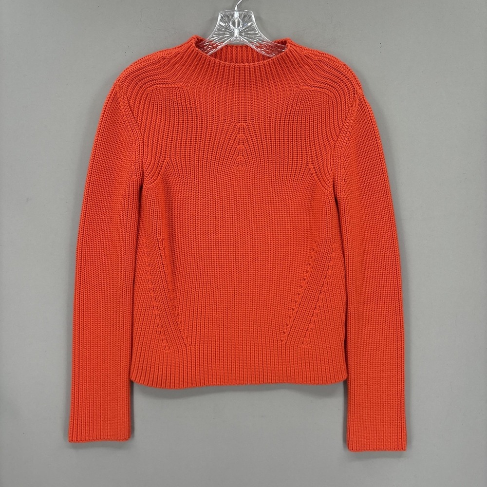 Maje Sweater Small‎ 1 Orange Wool Blend Chunky Ribbed Knit Crewneck Pullover